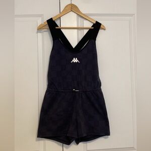 Kappa Black Checker Romper with Crossback Straps